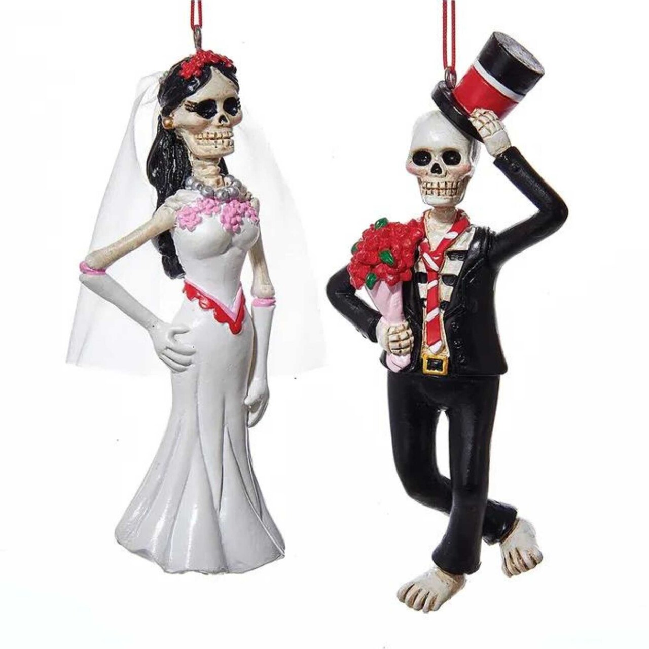 Kurt S. Adler 4.75 In Day Of The Dead Bride And Groom Halloween Tree Ornament , Halloween Decor Bones Skeleton
